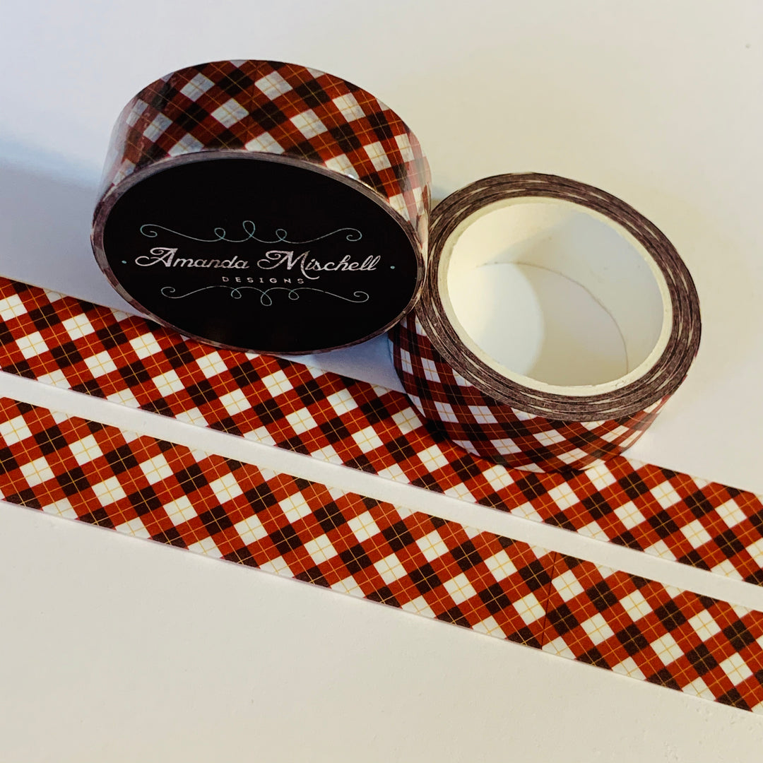 FALL THANKSGIVING PLAID Amanda Mischell Washi Tape ~ 1 Roll ~ 15mm x 10m (33 Feet)