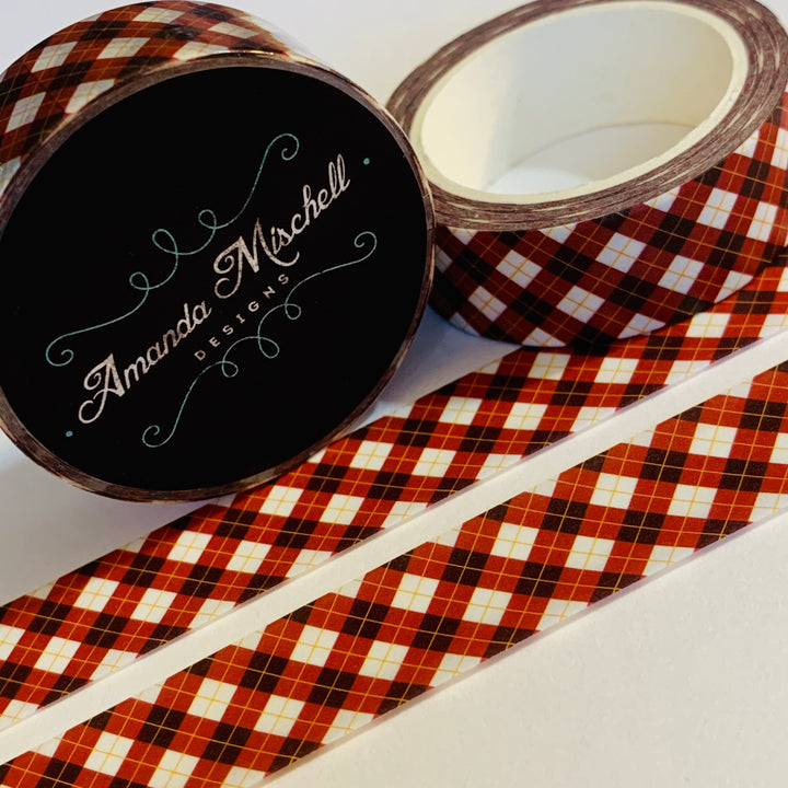 FALL THANKSGIVING PLAID Amanda Mischell Washi Tape ~ 1 Roll ~ 15mm x 10m (33 Feet)