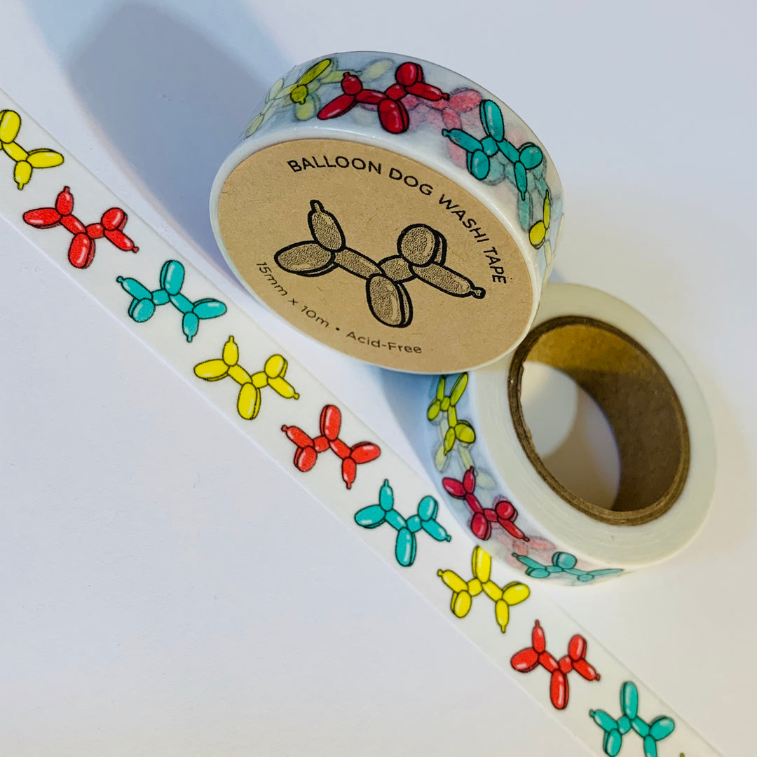 PUPPY BALLOON ANIMALS Washi Tape ~ 1 Roll ~ 15mm x 10m (33 Feet)