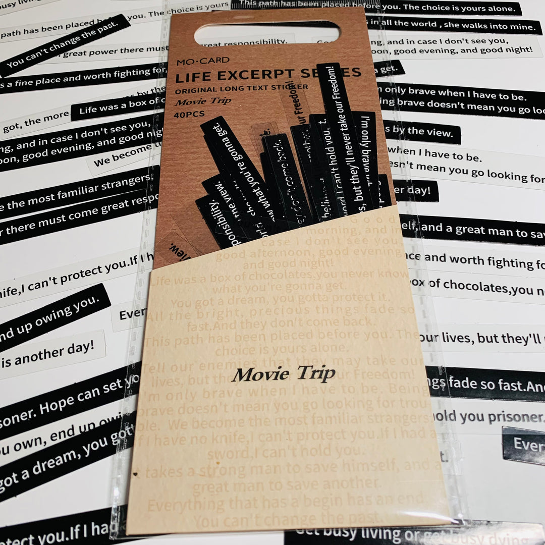 MOVIE TRIP WORDS Quotes & Phrases Sticker Pack ~ 40 Pieces ~ 10mm - 158mm