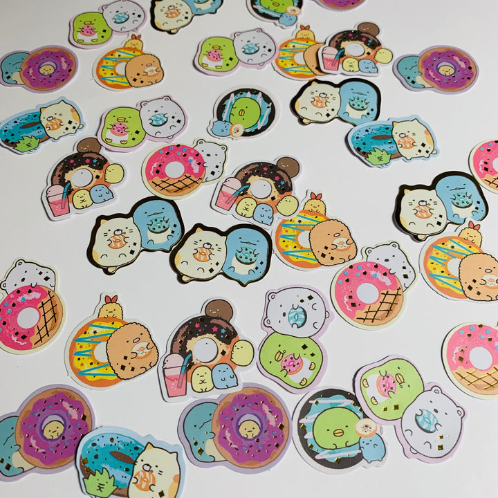 SUMIKKOGURASHI DONUT SHOP Seal Bits Gold Foil Sticker Flake Stickers ~ 40 Pieces ~ Approximately 20-30mm