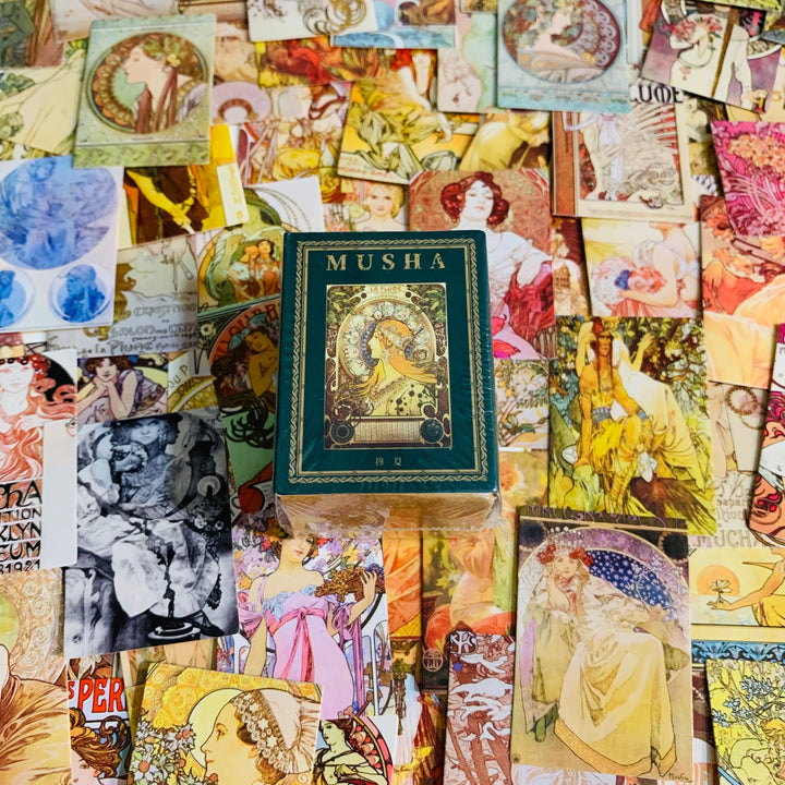 MUSHA IMAGINATION ARTWORK Assorted Decorative Journaling Cards ~ 100 Cards ~ 35 x 50mm