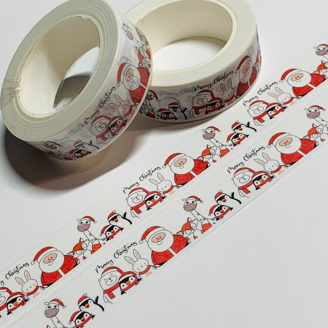 ANIMALS WISHING YOU A MERRY CHRISTMAS Washi Tape ~ 1 Roll ~ 15mm x 10m (33 Feet)