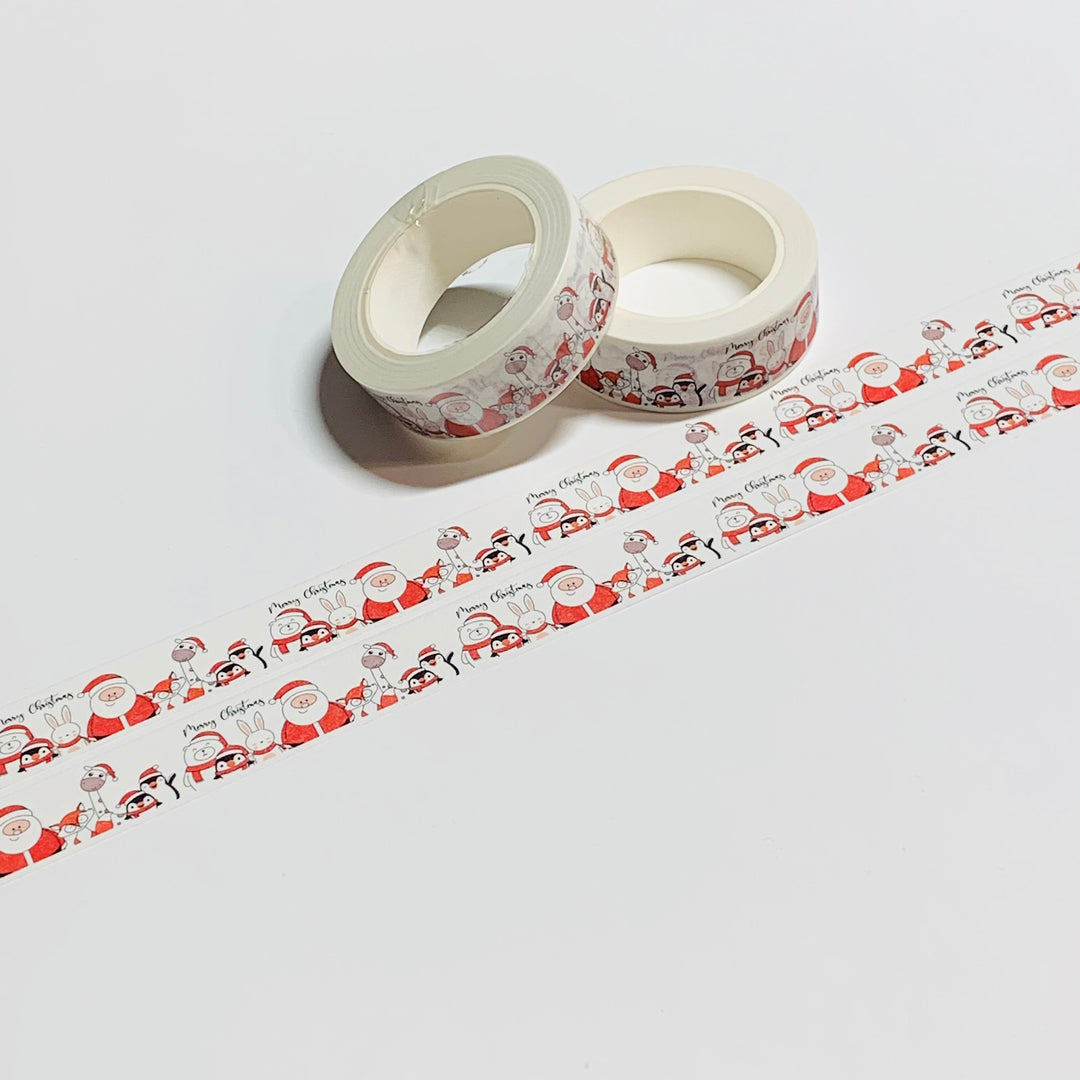 ANIMALS WISHING YOU A MERRY CHRISTMAS Washi Tape ~ 1 Roll ~ 15mm x 10m (33 Feet)