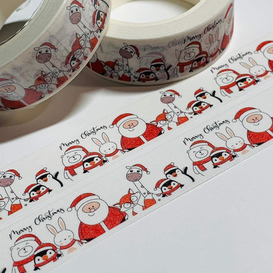 ANIMALS WISHING YOU A MERRY CHRISTMAS Washi Tape ~ 1 Roll ~ 15mm x 10m (33 Feet)