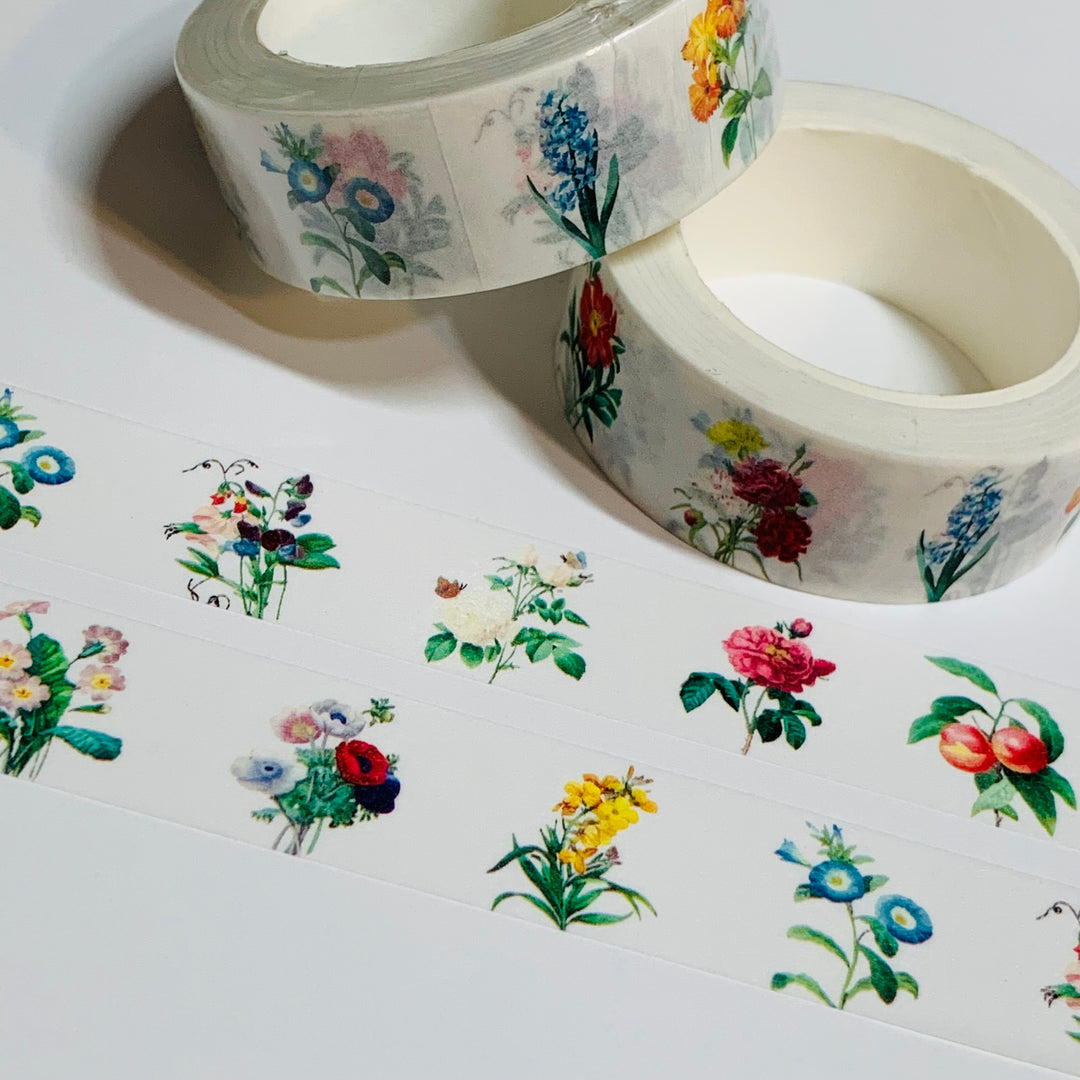 MODERN PRESSED FLOWER Collection Washi Tape ~ 1 Roll ~ 15mm x 10m (33 Feet)