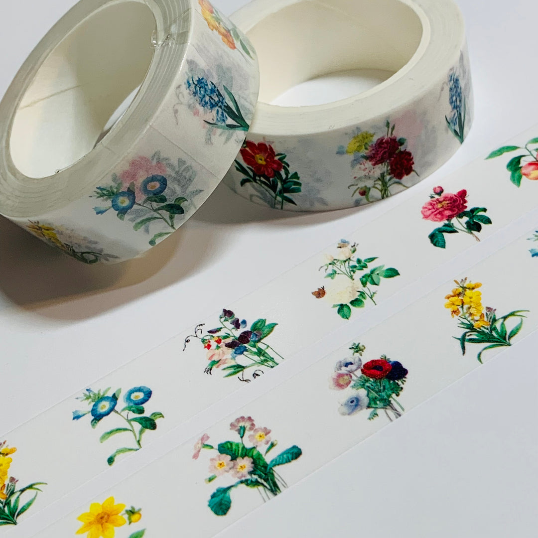 MODERN PRESSED FLOWER Collection Washi Tape ~ 1 Roll ~ 15mm x 10m (33 Feet)