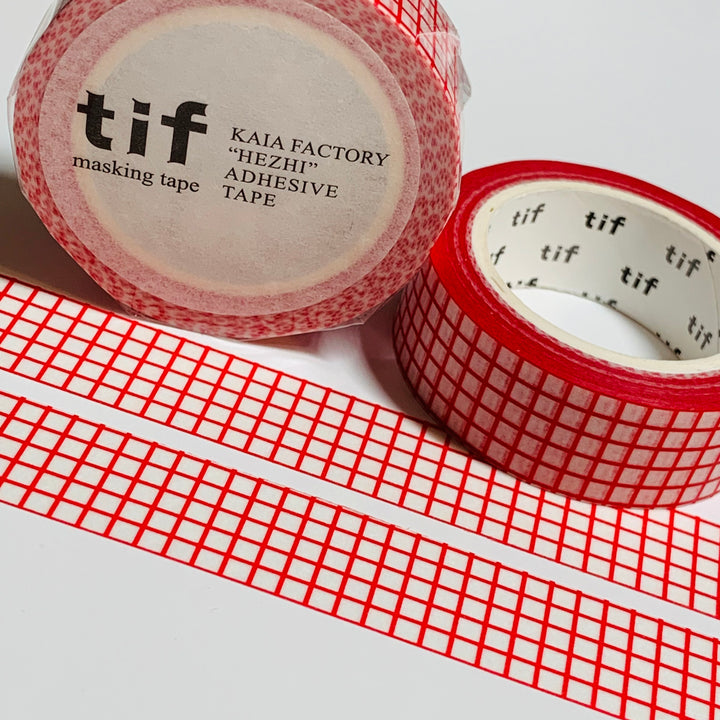 RED SMALL GRID Washi Tape ~ 1 Roll ~ 15mm x 10m (33 Feet)