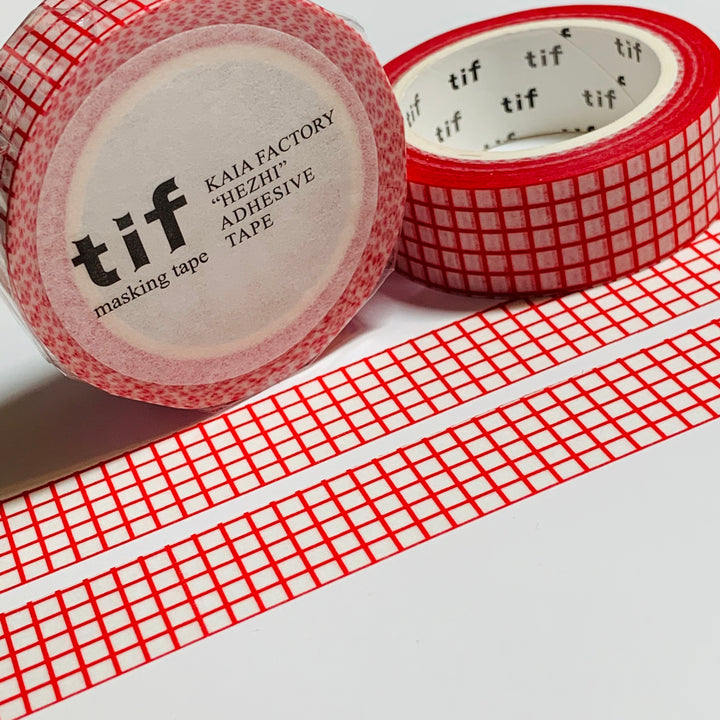 RED SMALL GRID Washi Tape ~ 1 Roll ~ 15mm x 10m (33 Feet)