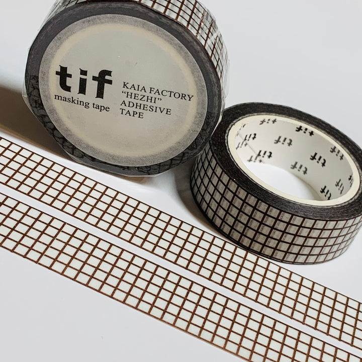 CHOCOLATE BROWN SMALL GRID Washi Tape ~ 1 Roll ~ 15mm x 10m (33 Feet)