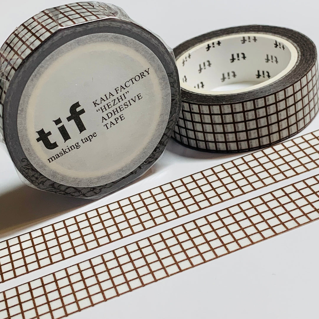 CHOCOLATE BROWN SMALL GRID Washi Tape ~ 1 Roll ~ 15mm x 10m (33 Feet)