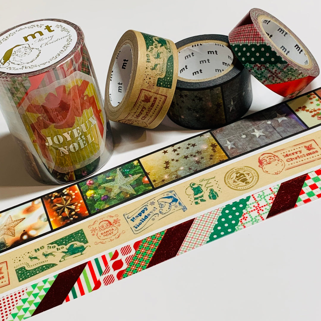 RETIRED JOYEUX NOEL MT CHRISTMAS TRIO Washi Tape Set ~ 3 Roll Package ~ 15, 20 & 25mm x 7m (23 Feet Each)