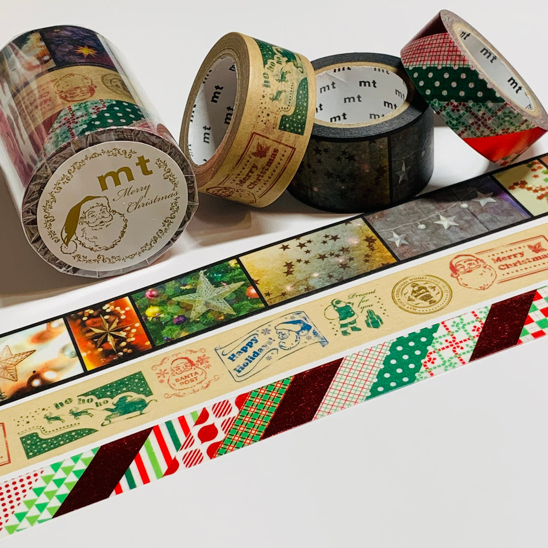 RETIRED JOYEUX NOEL MT CHRISTMAS TRIO Washi Tape Set ~ 3 Roll Package ~ 15, 20 & 25mm x 7m (23 Feet Each)