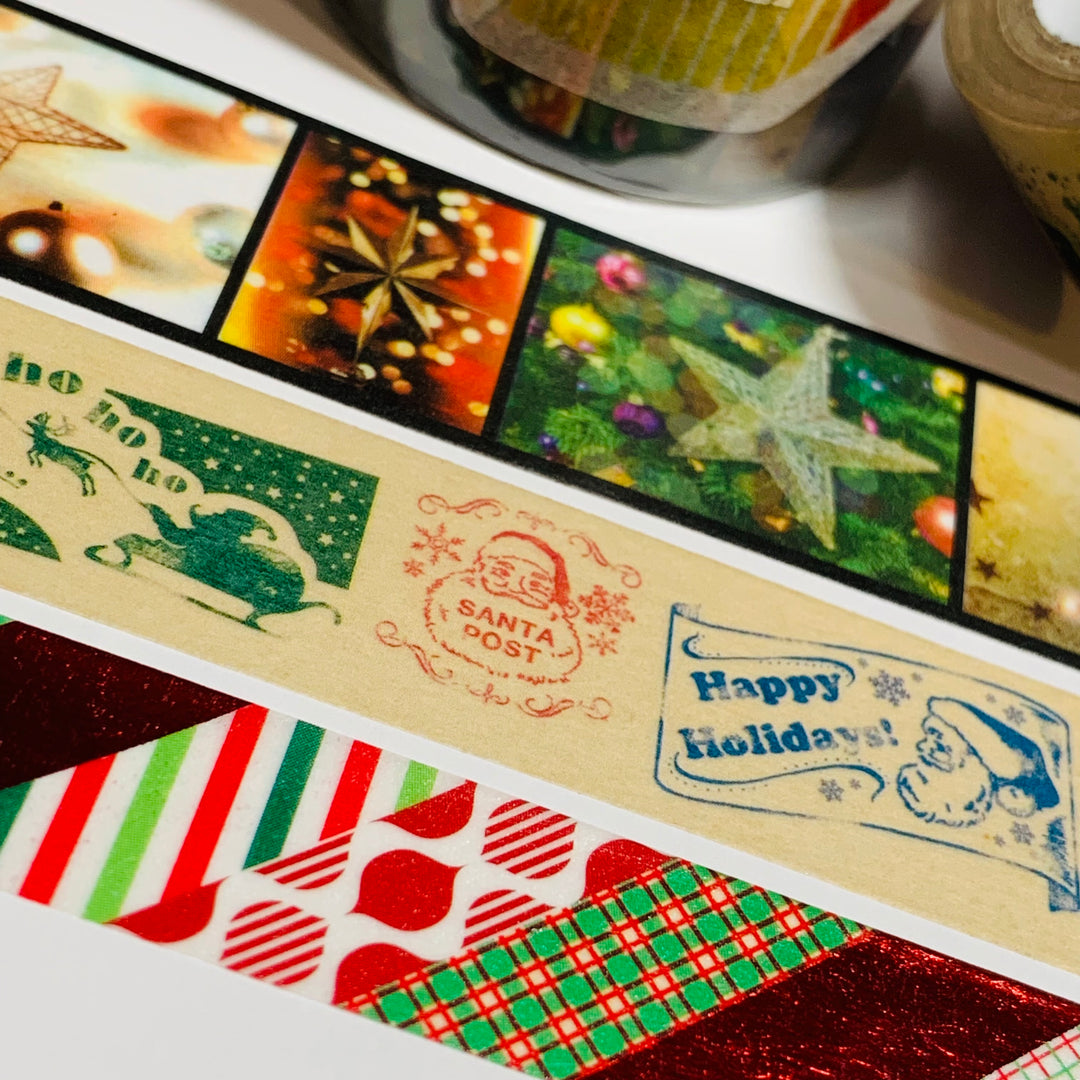 RETIRED JOYEUX NOEL MT CHRISTMAS TRIO Washi Tape Set ~ 3 Roll Package ~ 15, 20 & 25mm x 7m (23 Feet Each)