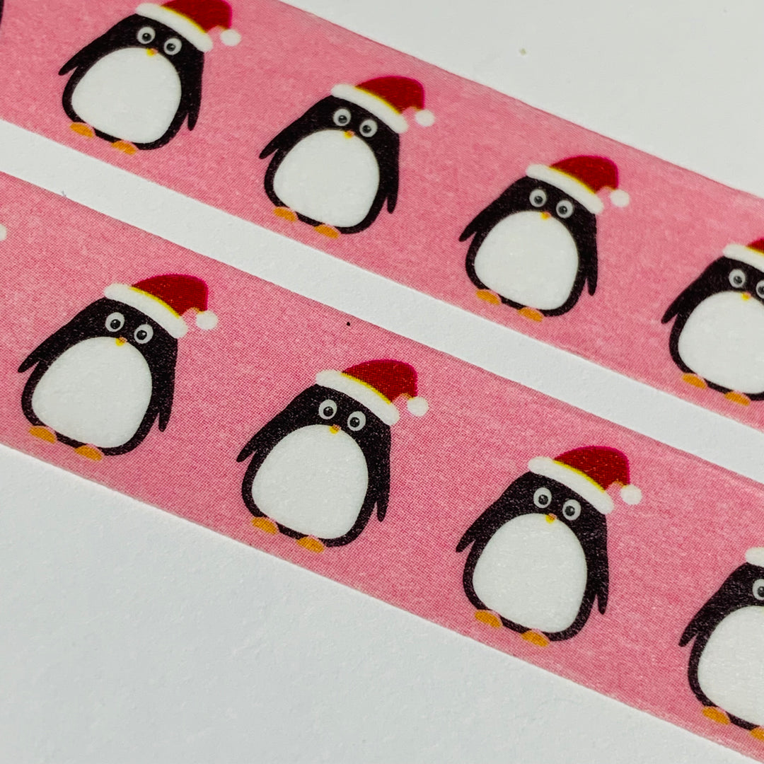 WOBBLING PENGUINS SPREADING Christmas Joy Washi Tape ~ 1 Roll ~ 15mm x 10m (33 Feet)