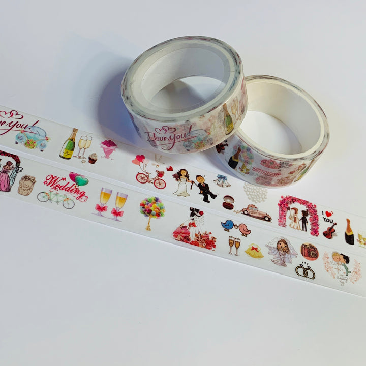 WEDDING BLISS Washi Tape ~ 1 Roll ~ 15mm x 5m (16 Feet)