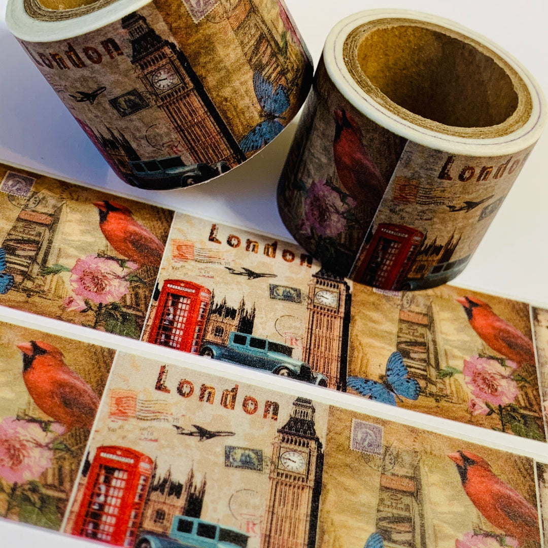 VINTAGE LONDON CARDINAL Washi Tape ~ 1 Roll ~ 30mm x 10m (33 Feet)