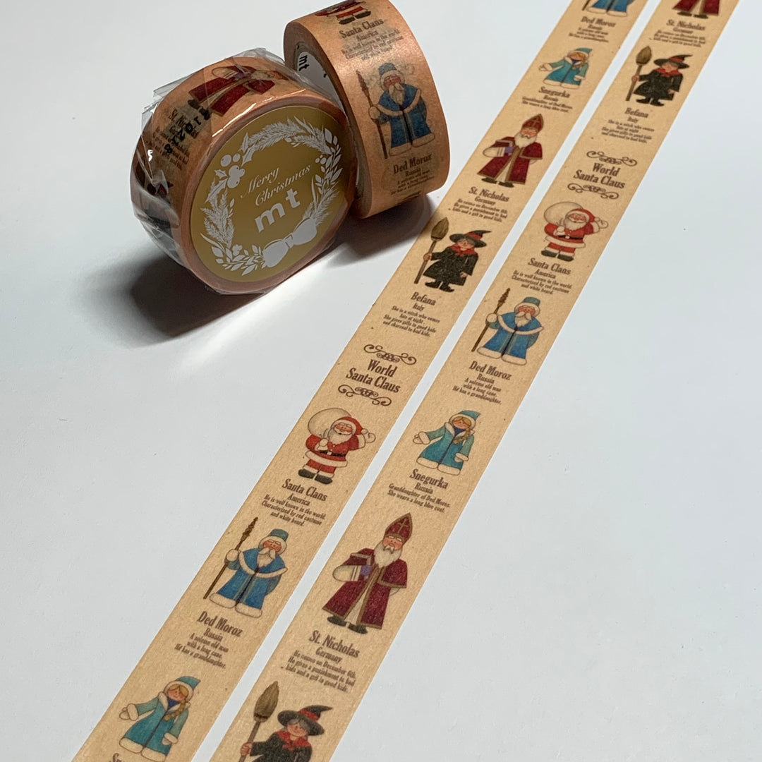 WORLD SANTA COLLECTION CHRISTMAS Mt Washi Tape ~ 1 Roll ~ 18mm x 7m (23 Feet)