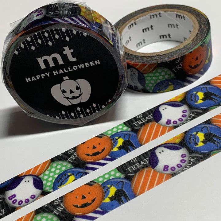 HALLOWEEN BUTTONS And BADGES MT Washi Tape  ~ 1 Roll ~ 15mm x 7m (23 Feet)