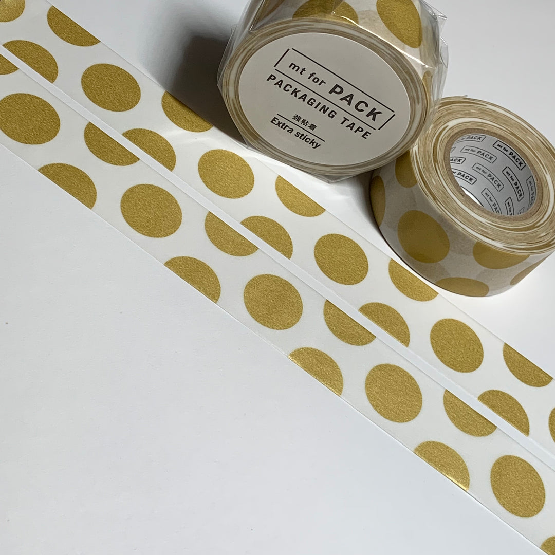 JUMBO GOLD DOTS MT Pack XL & Strong Packaging Washi Tape - 1 Roll - 25mm x 15m (49 Feet)