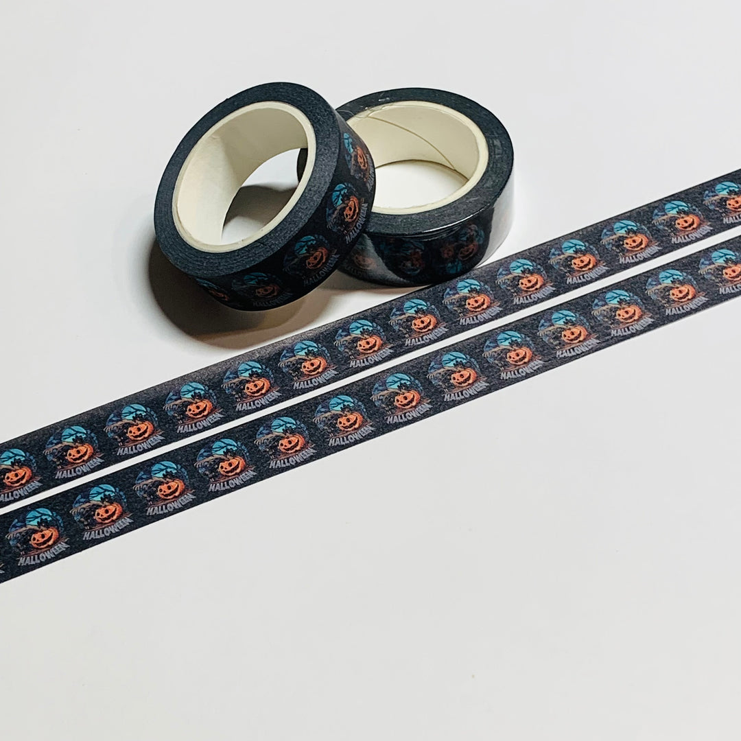 SITTING PRETTY WINDOW PANE Jack-o-Lantern Halloween Washi Tape ~ 1 Roll ~ 15mm x 10m (16 Feet)