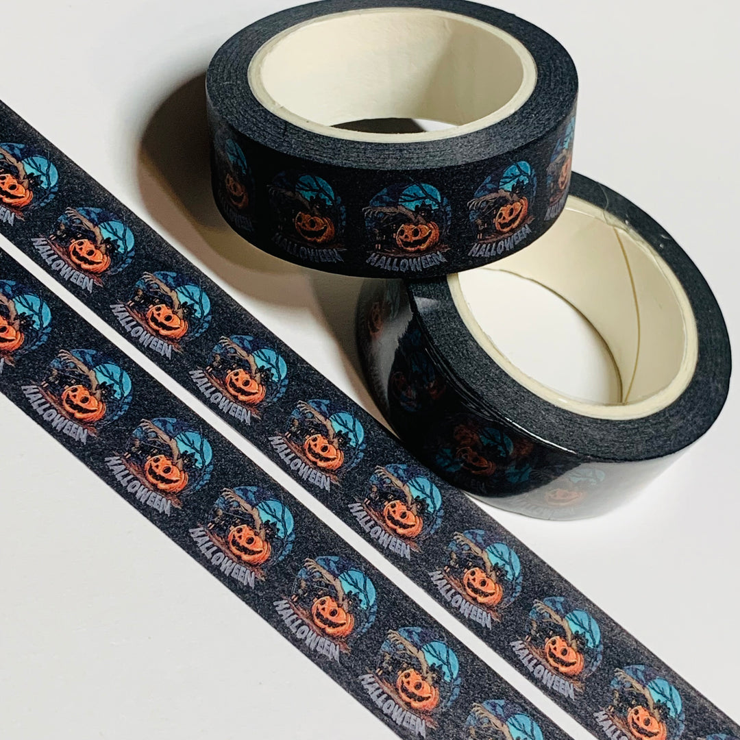 SITTING PRETTY WINDOW PANE Jack-o-Lantern Halloween Washi Tape ~ 1 Roll ~ 15mm x 10m (16 Feet)