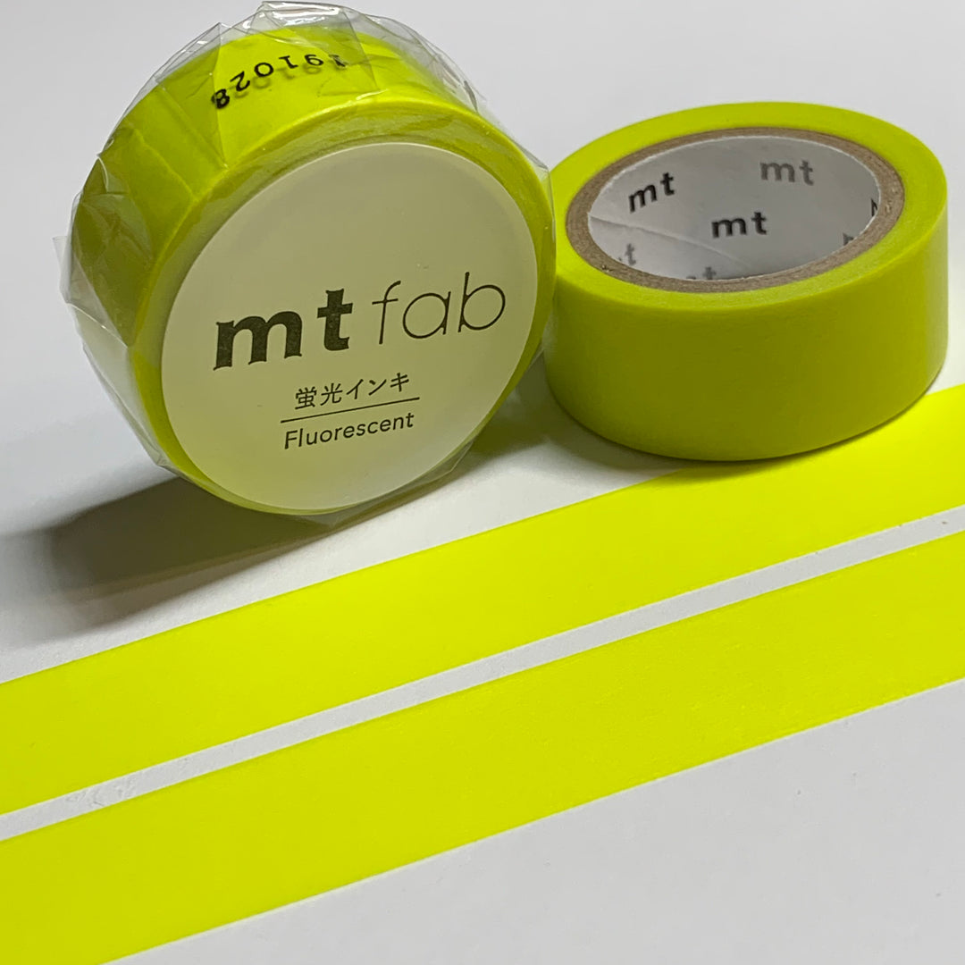 FLUORESCENT SOLID YELLOW Mt Washi Tape - 1 Roll ~ 15mm x 5m (16 Feet)