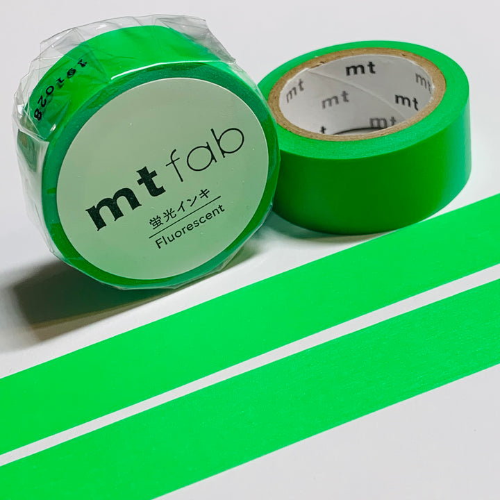 FLUORESCENT SOLID GREEN Mt Washi Tape - 1 Roll ~ 15mm x 5m (16 Feet)