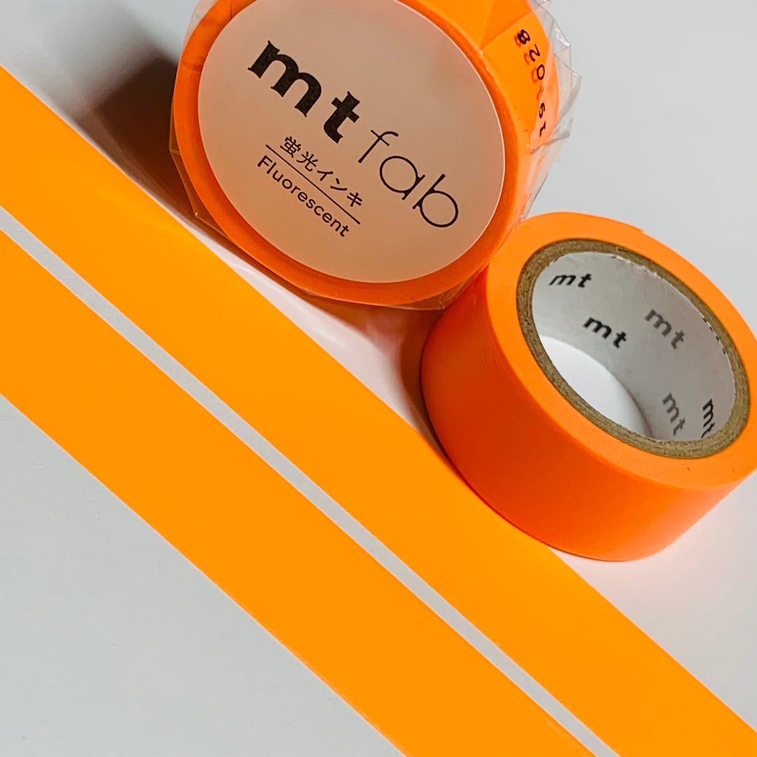 FLUORESCENT SOLID ORANGE Mt Washi Tape - 1 Roll ~ 15mm x 5m (16 Feet)