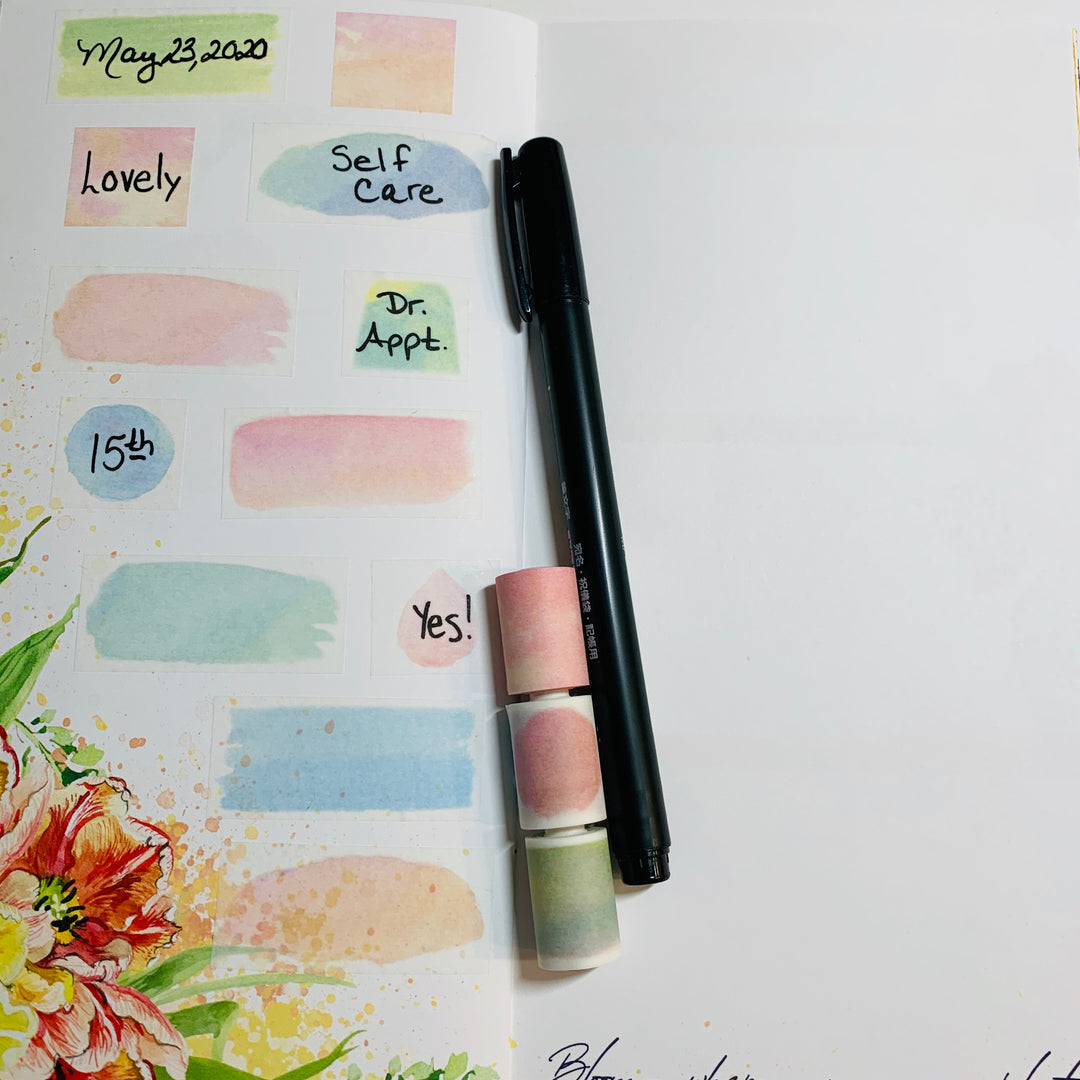 WATER PAINT BULLET Journal Label Easy Tear Maste Washi Tape For Notebooks Each Piece is Pre-Cut to Make Your Planner Set-Up Quick and Easy