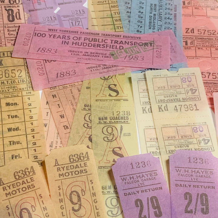 THE MANY VARIETIES Of TICKETS Ephemera Sticker Pack ~ 40 Pieces ~ 90mm to 156mm