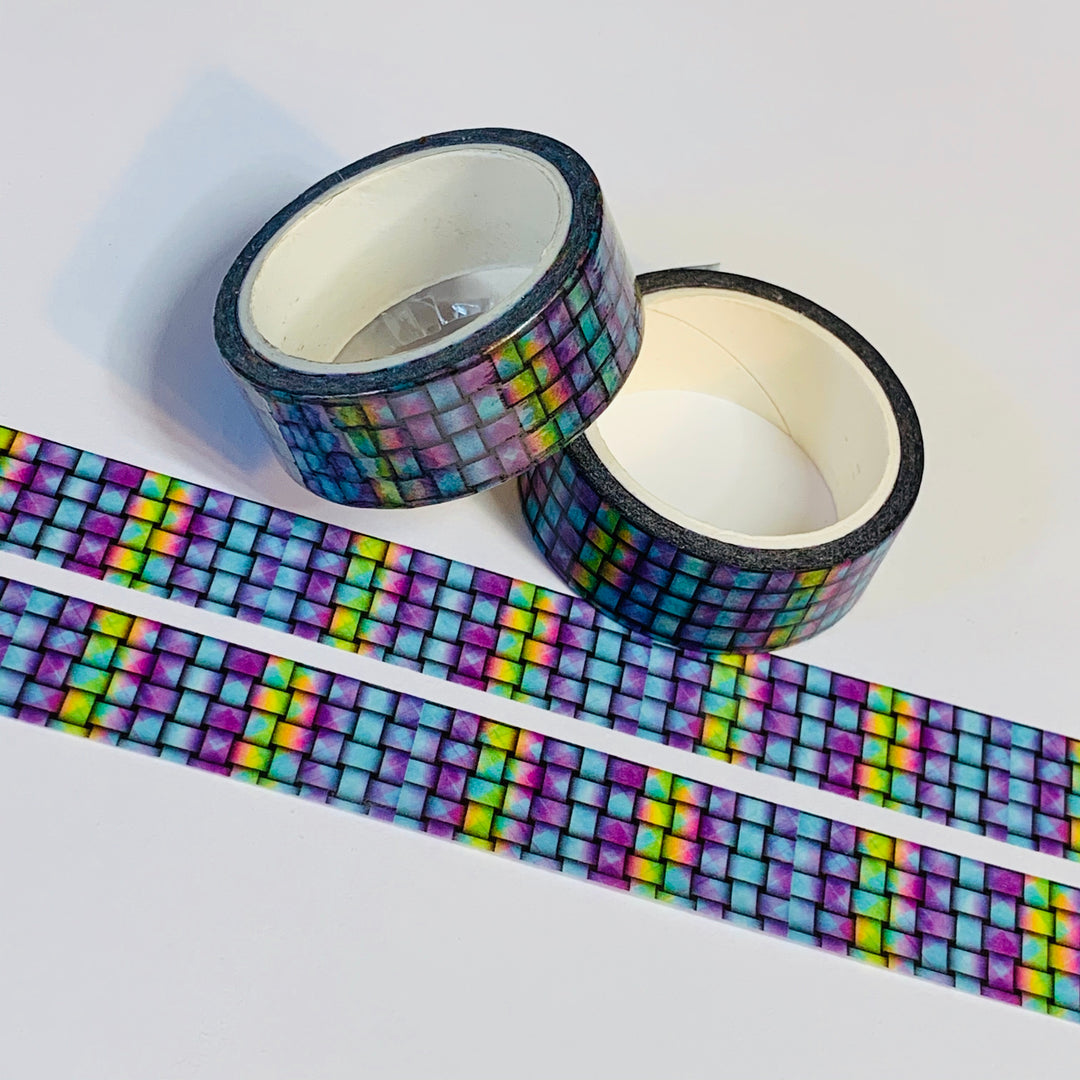 STAINED GLASS BASKETWEAVE Washi Tape ~ 1 Roll ~ 15mm x 5m (16 Feet)