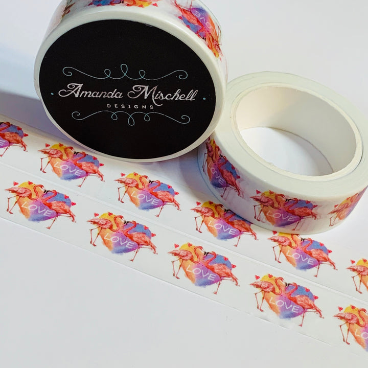 PASSIONATE FLAMINGOS In LOVE Amanda Mischell Washi Tape ~ 1 Roll ~ 15mm x 10m (33 Feet)