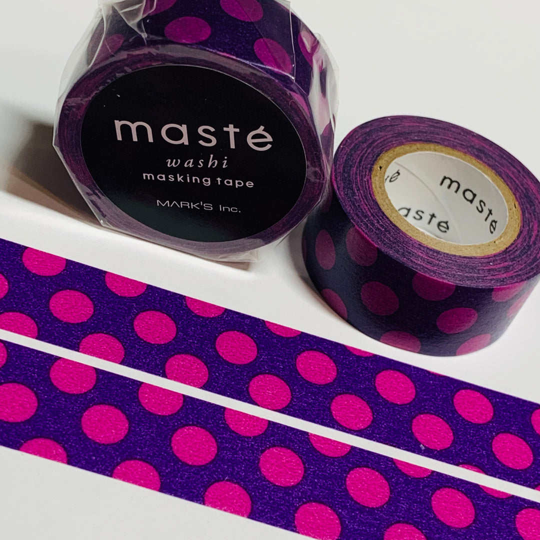 LIGHT And DARK PURPLE Polka Dot Retired Maste Washi Tape ~ 1 Roll ~ 15mm x 7m (23 Feet)