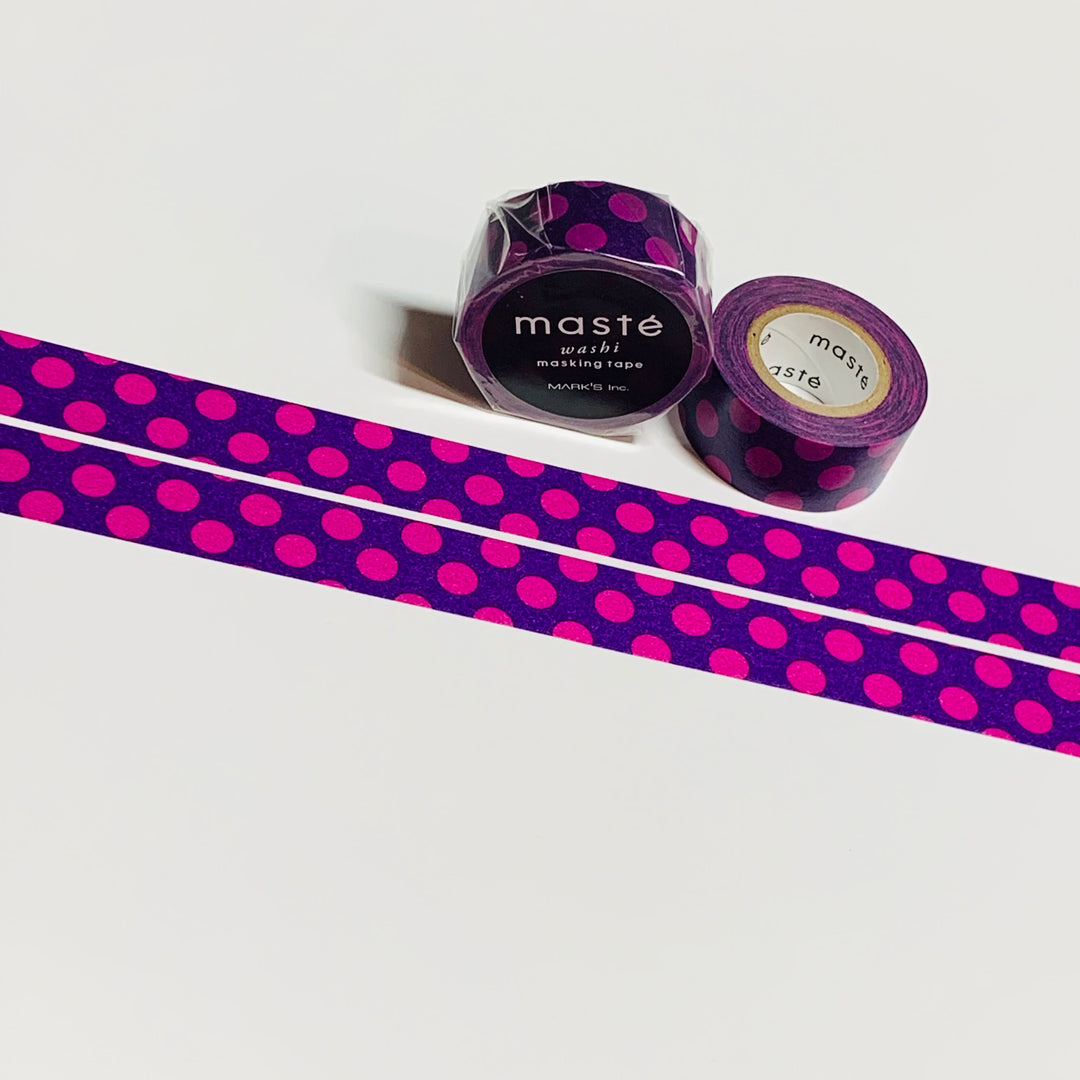 LIGHT And DARK PURPLE Polka Dot Retired Maste Washi Tape ~ 1 Roll ~ 15mm x 7m (23 Feet)