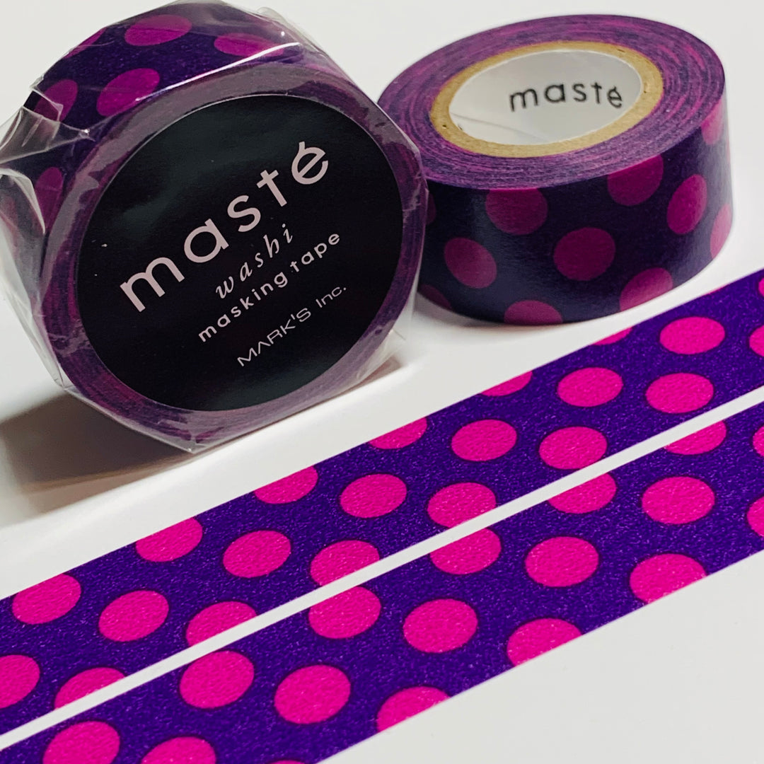 LIGHT And DARK PURPLE Polka Dot Retired Maste Washi Tape ~ 1 Roll ~ 15mm x 7m (23 Feet)