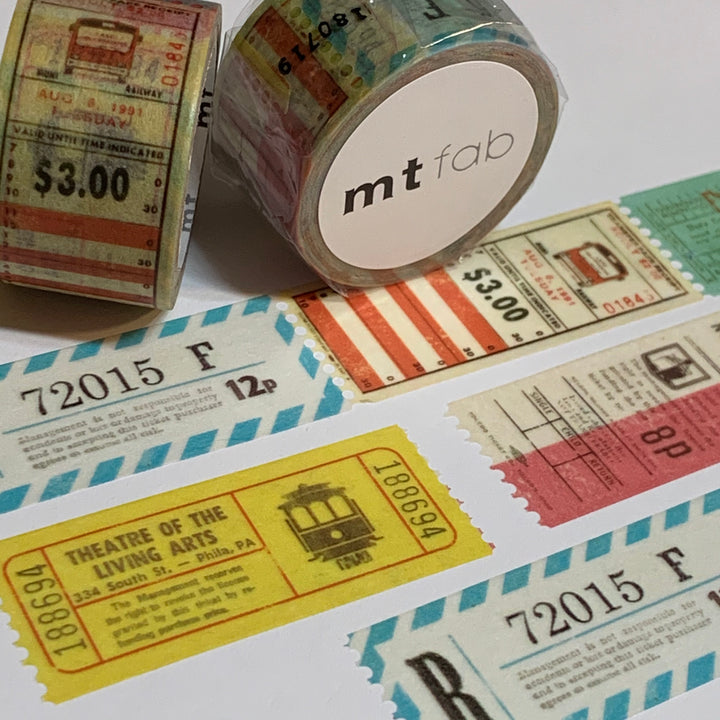 TICKET EPHEMERA Perforated Stamps MT Washi Tape ~ 1 Roll ~ 20mm x 3m (10 Feet)