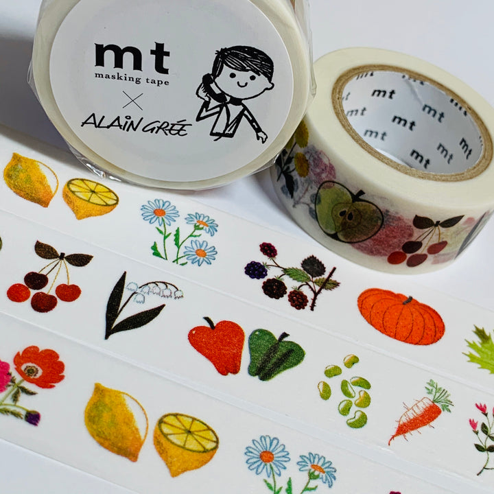 ALAIN GREE FRUITS and Vegetables MT Washi Tape  1 Roll