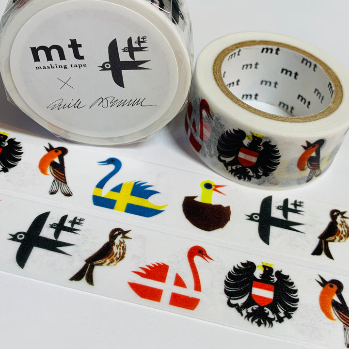 BIRDS REGAL And FOLK Art Erik Bruun MT Washi Tape ~ 1 Roll