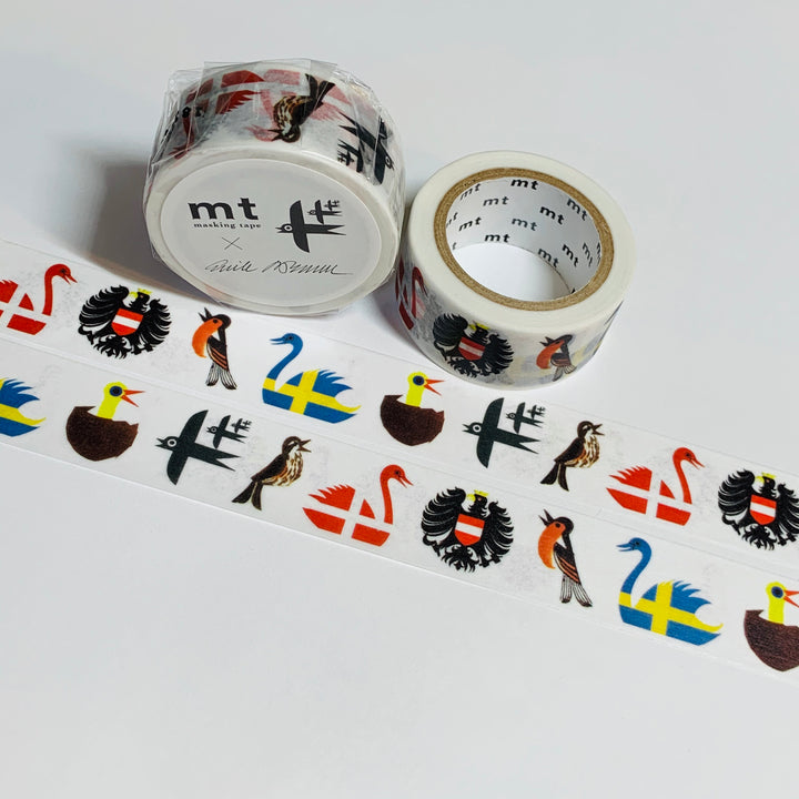 BIRDS REGAL And FOLK Art Erik Bruun MT Washi Tape ~ 1 Roll