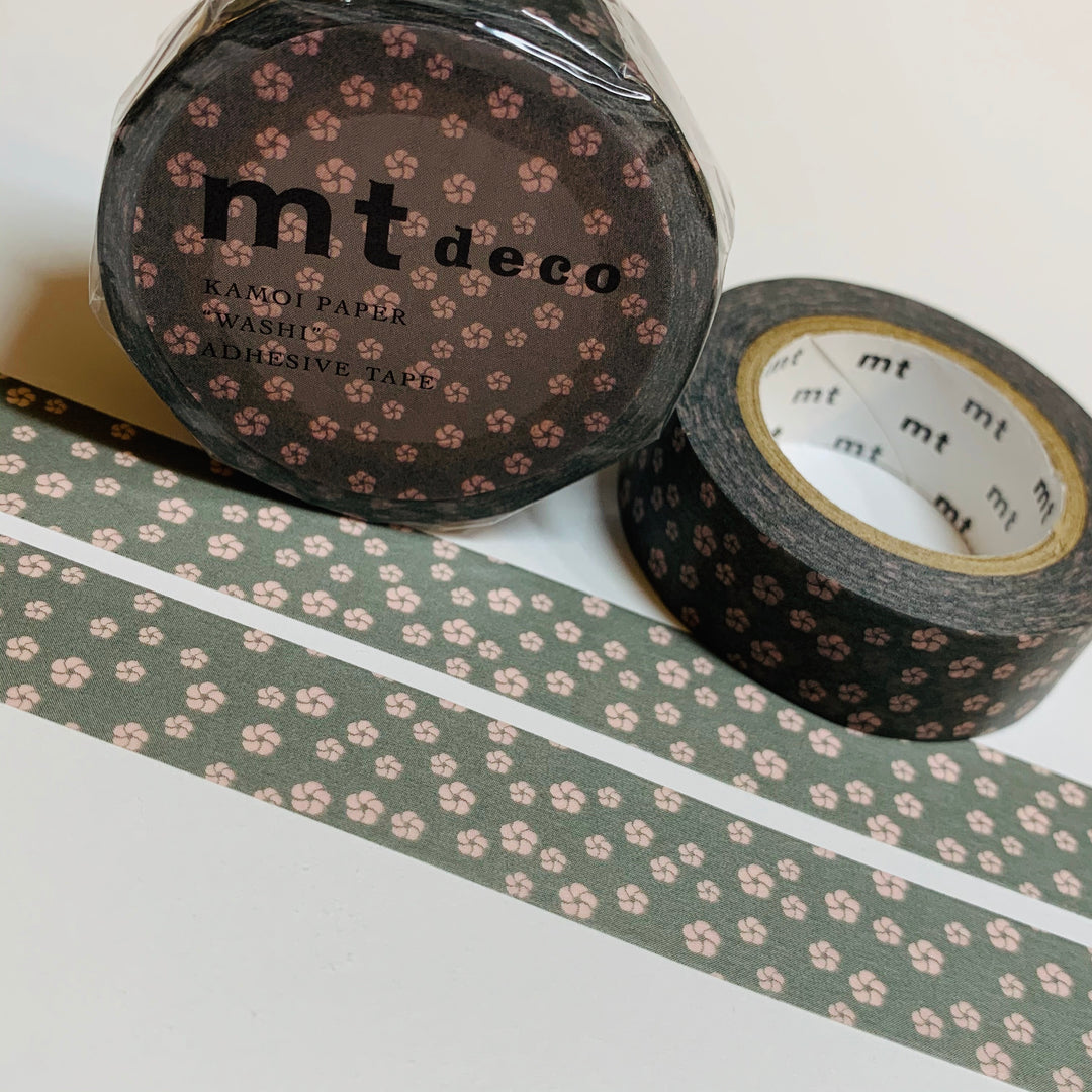 PINK & GRAY PETITE Print Floral Mt Washi Tape ~ 1 Roll ~ 15mm x 10m (33 Feet)