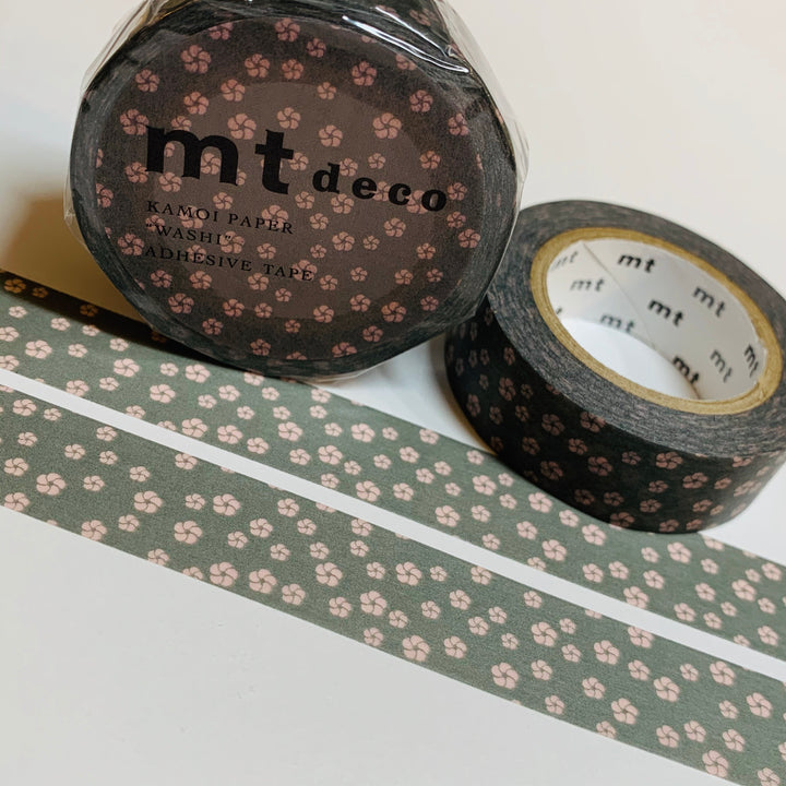 PINK & GRAY PETITE Print Floral Mt Washi Tape ~ 1 Roll ~ 15mm x 10m (33 Feet)