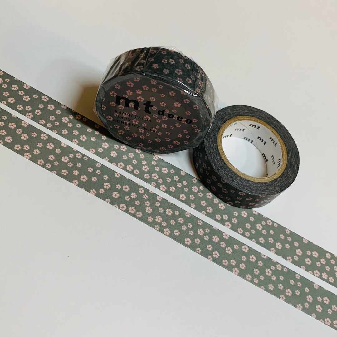 PINK & GRAY PETITE Print Floral Mt Washi Tape ~ 1 Roll ~ 15mm x 10m (33 Feet)