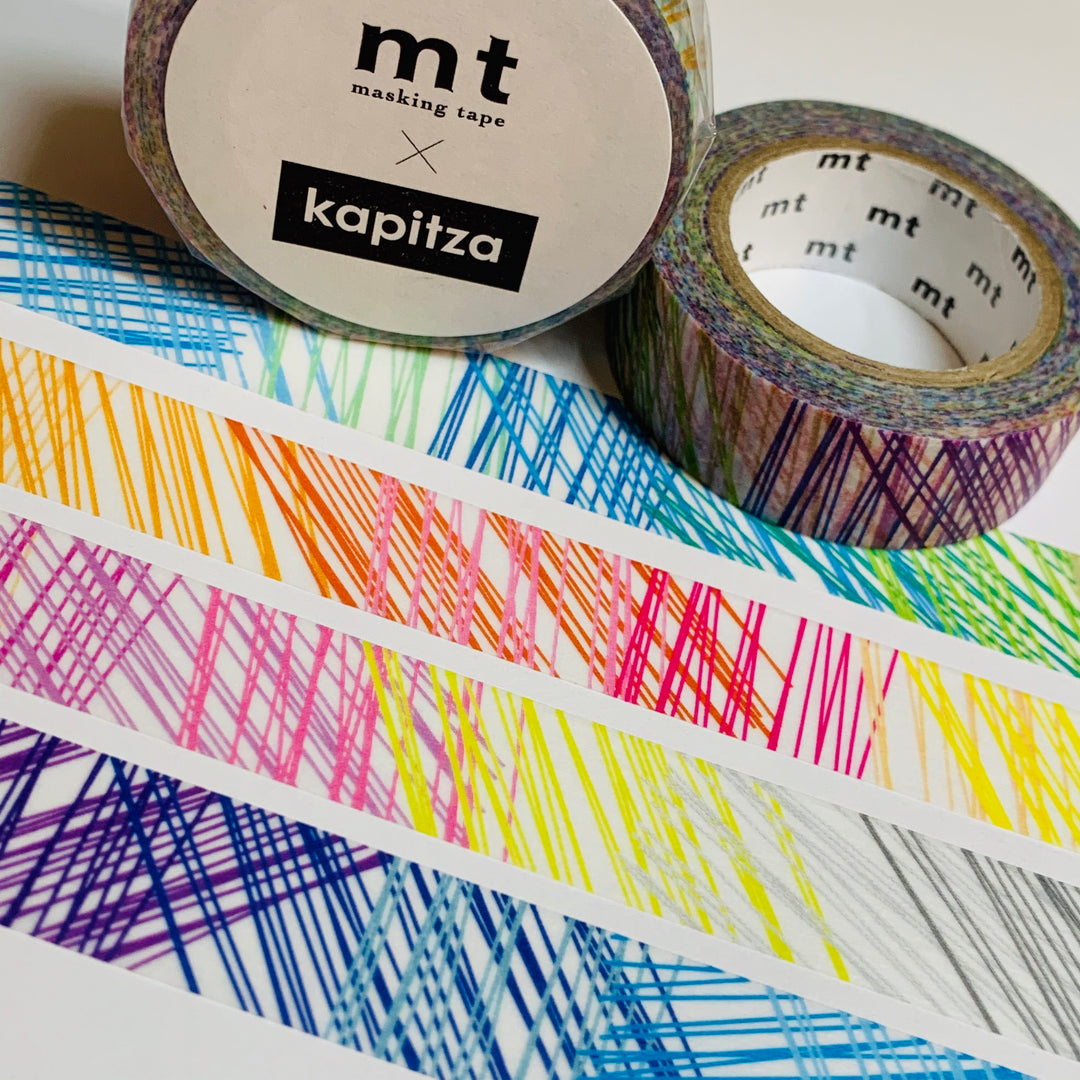 RAINBOW SCRIBBLES KAPITZA Mt Washi Tape ~ 1 Roll ~ 15mm x 10m (33 Feet)