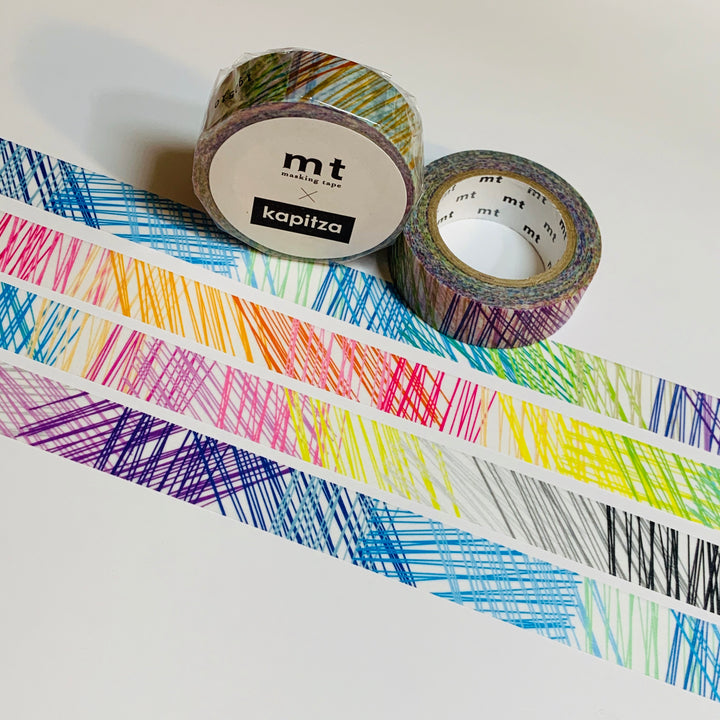 RAINBOW SCRIBBLES KAPITZA Mt Washi Tape ~ 1 Roll ~ 15mm x 10m (33 Feet)