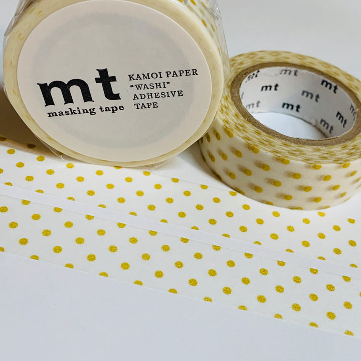 SWEET LITTLE GOLD Dots Mt Washi Tape ~ 1 Roll ~ 15mm x 10m (33 Feet)