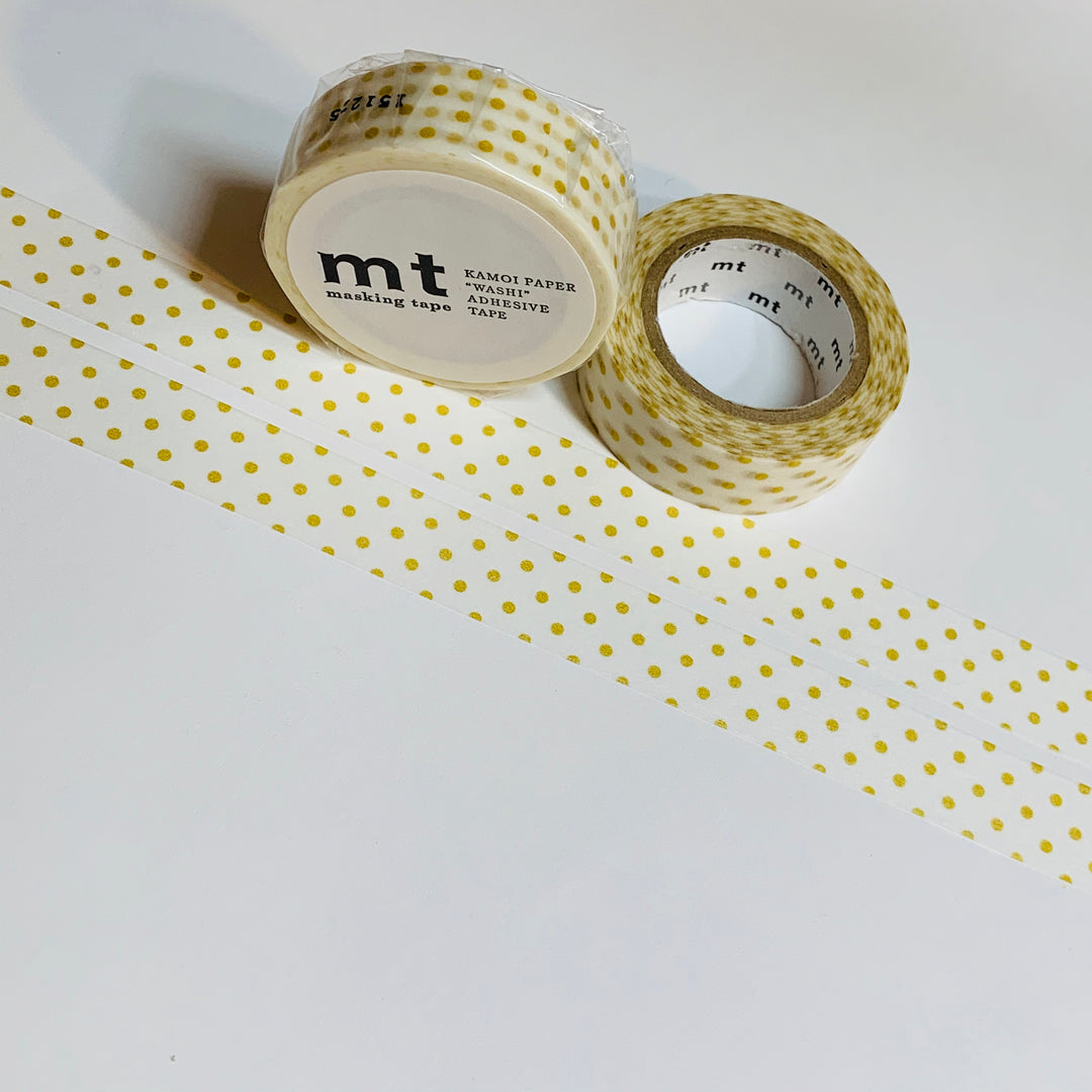 SWEET LITTLE GOLD Dots Mt Washi Tape ~ 1 Roll ~ 15mm x 10m (33 Feet)