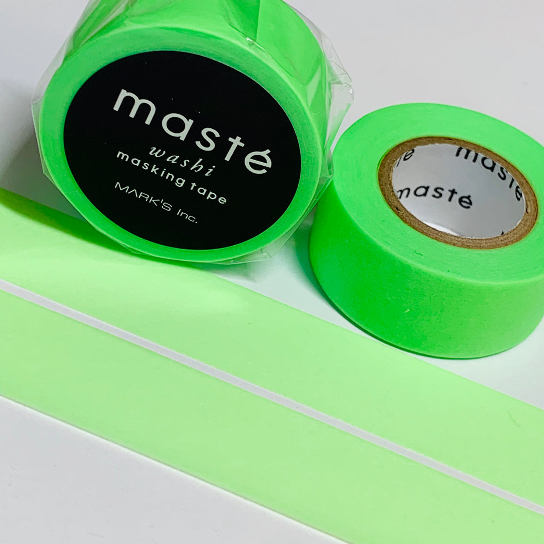 BRIGHT NEON GREEN Maste Washi Tape ~ 1 Roll ~ 15mm x 7m (23 Feet)