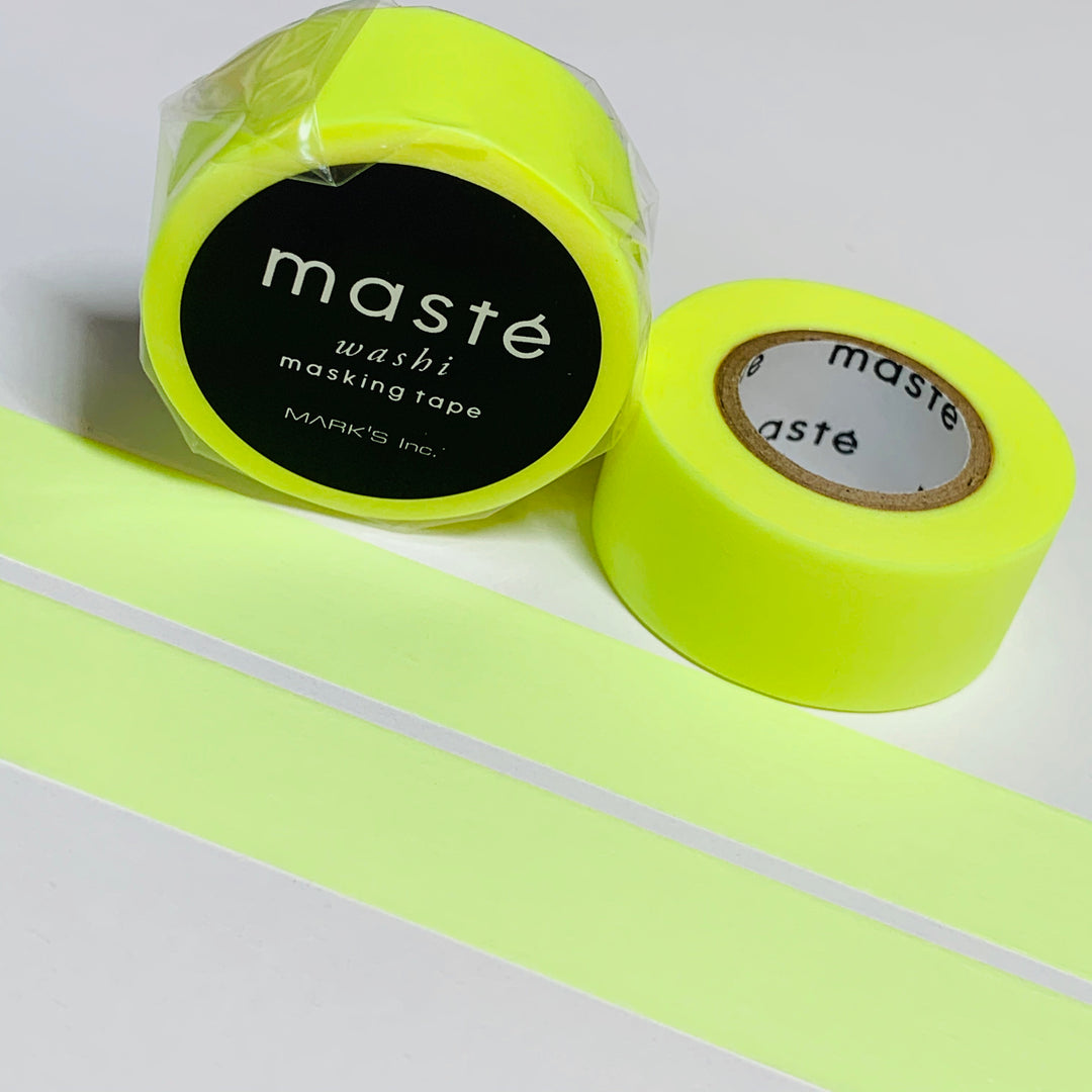 BRIGHT NEON YELLOW Maste Washi Tape ~ 1 Roll ~ 15mm x 7m (23 Feet)