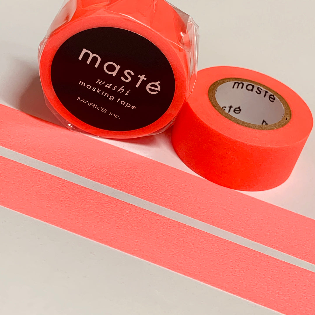 BRIGHT NEON REDDISH Orange Maste Washi Tape ~ 1 Roll ~ 15mm x 7m (23 Feet)